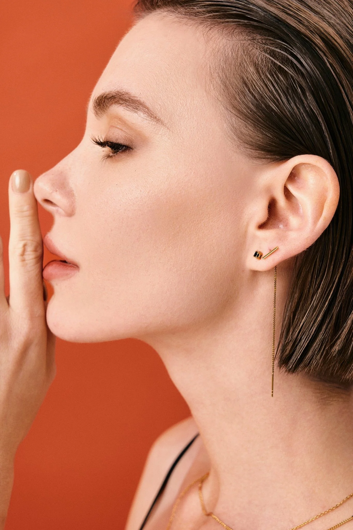Simple CZ Studs in Gold - Image 4