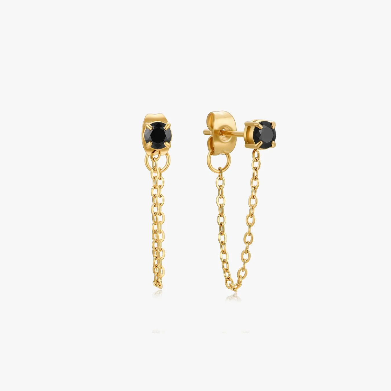 Single Gem Chain Gold Earrings - Image 10