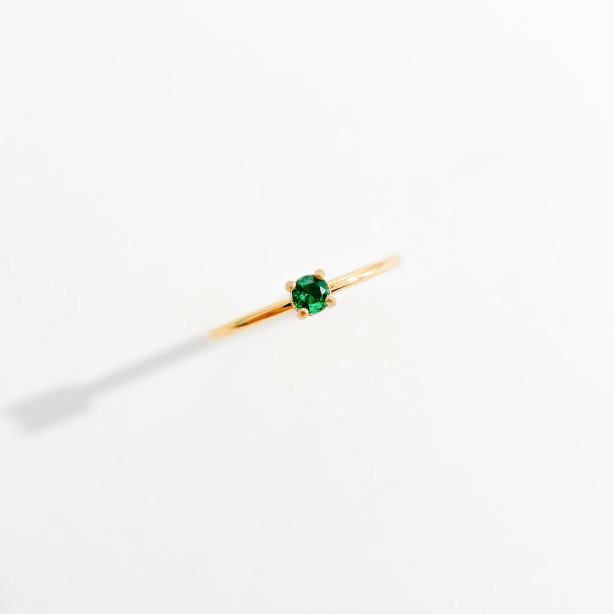 Mini Single Green Gem Ring in Gold - Image 3