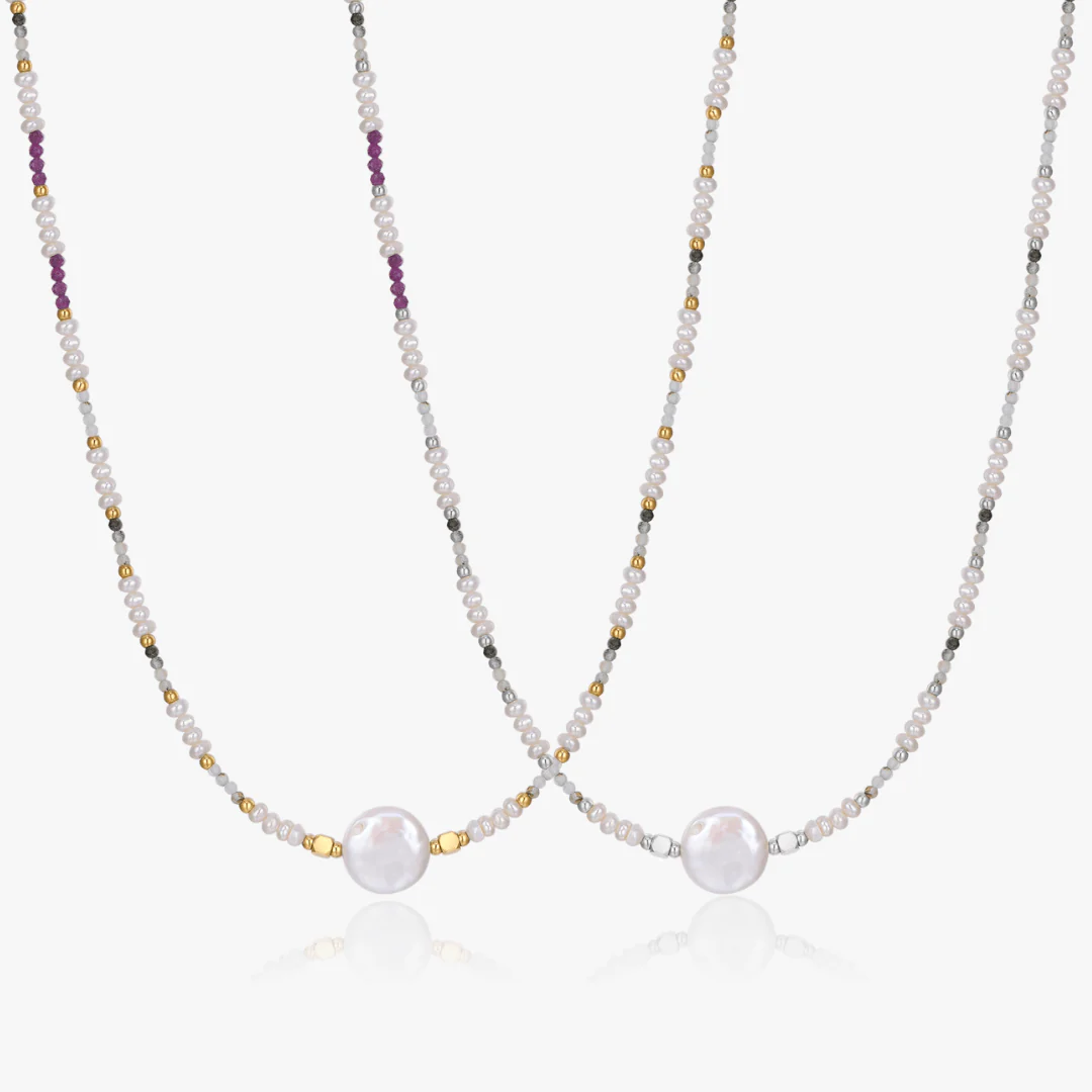 Solis Button Pearl Necklace