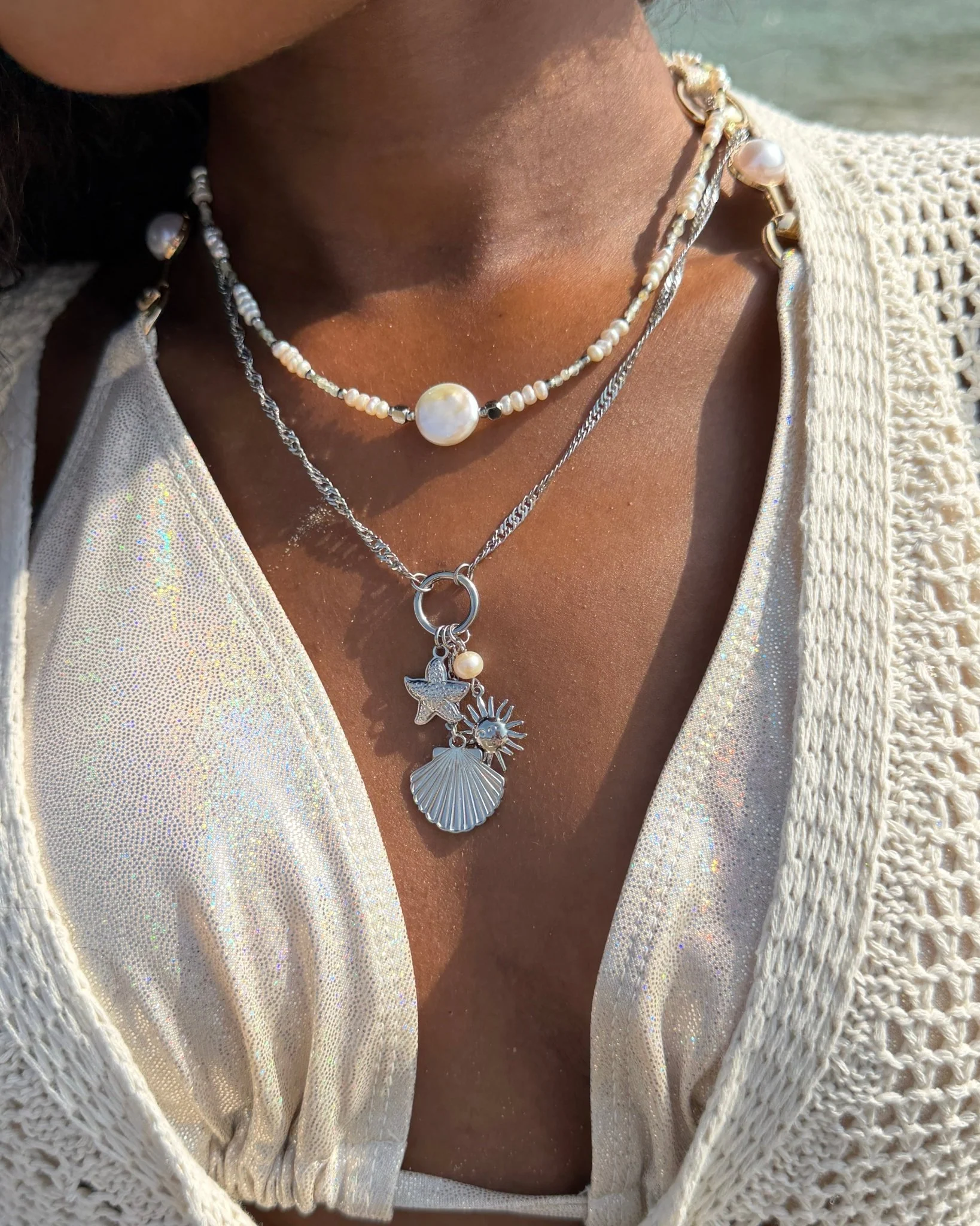 Solis Button Pearl Necklace - Image 2