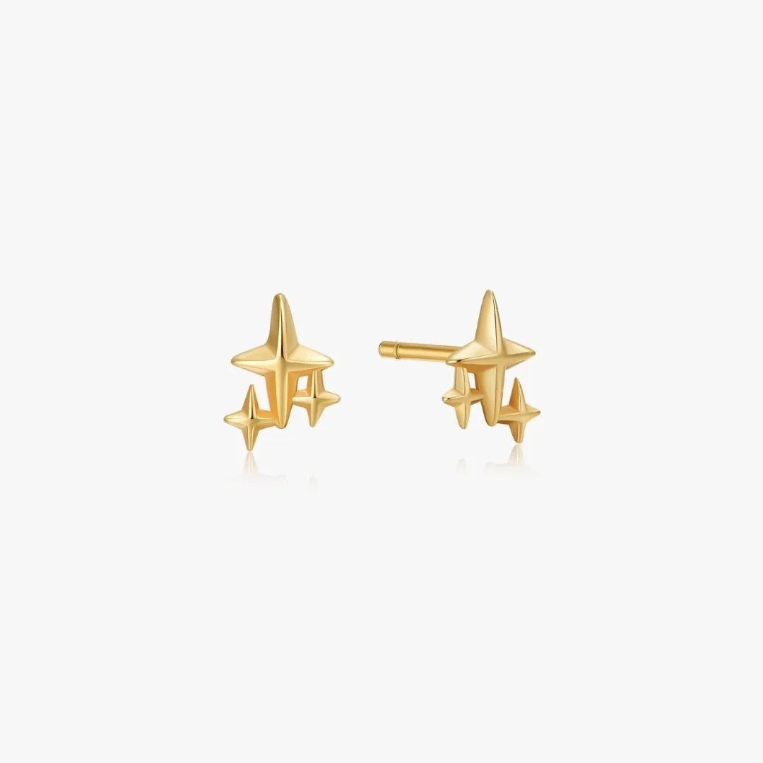 Stars Stud Earrings in Gold