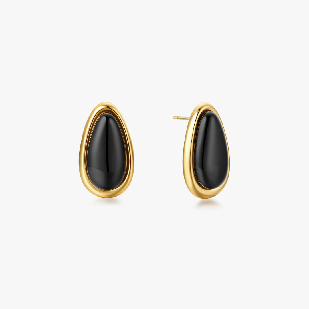 Talia Black Gem Tear Drop Earrings - Image 7