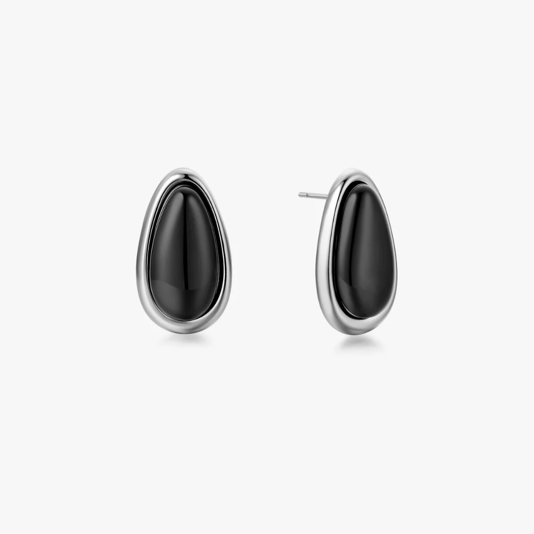 Talia Black Gem Tear Drop Earrings - Image 8