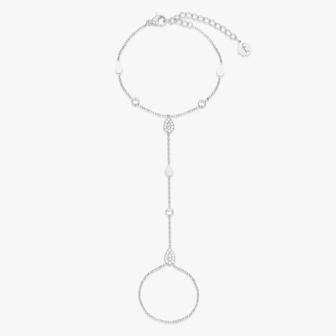 Tear Drop CZ Hand Chain - Image 4