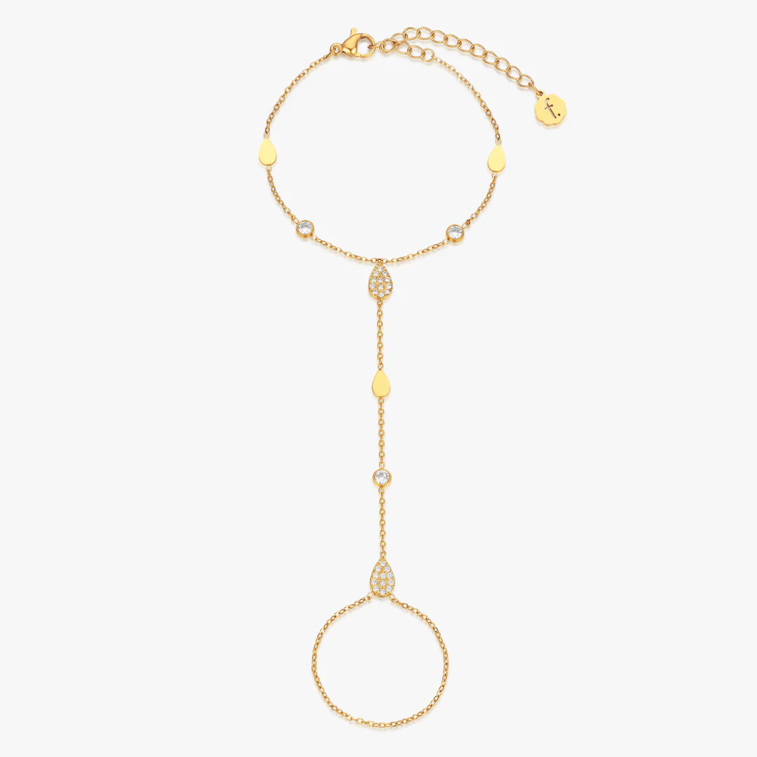 Tear Drop CZ Hand Chain - Image 5