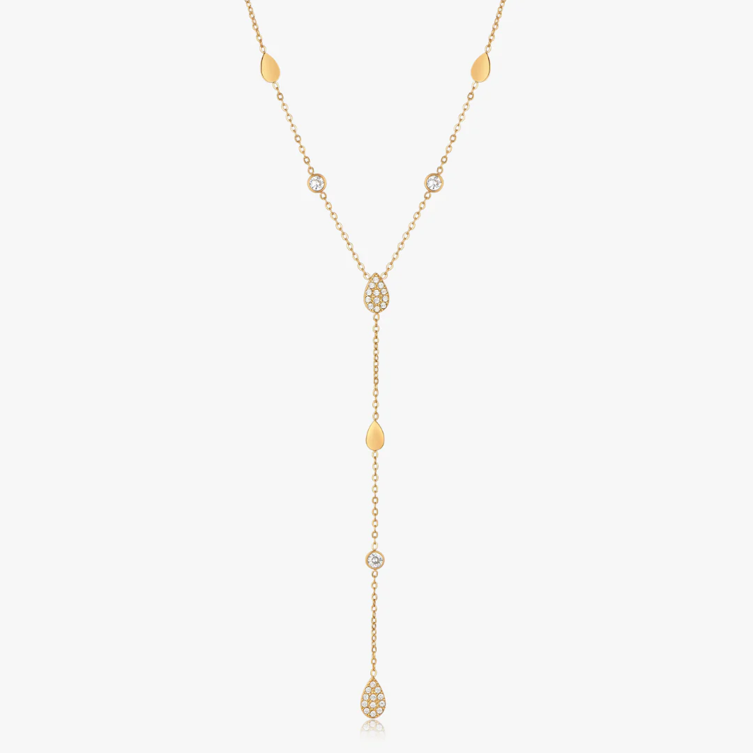 Tear Drop CZ Lariat Necklace - Image 4