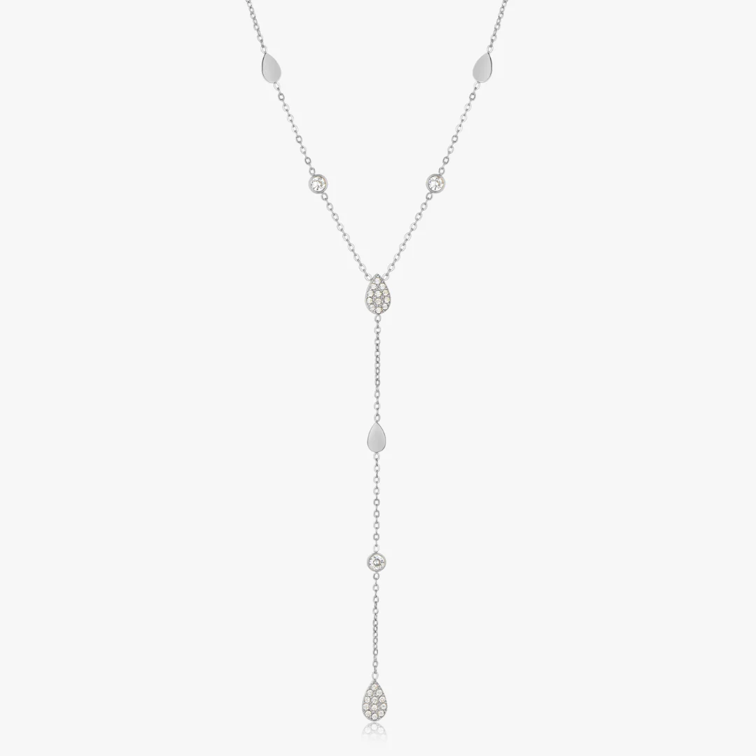 Tear Drop CZ Lariat Necklace - Image 5
