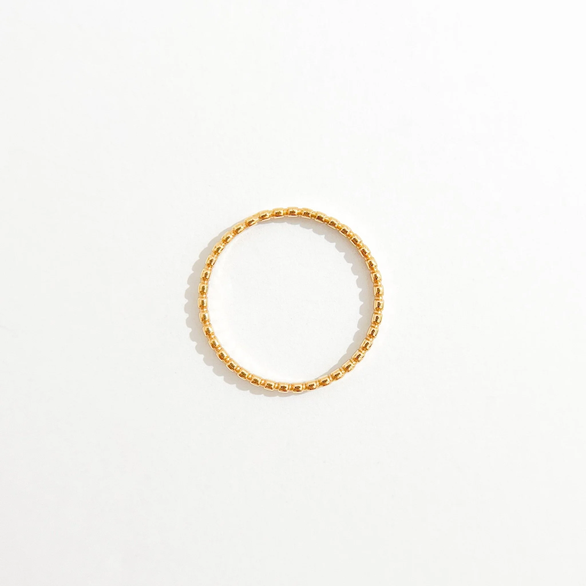Thin Beaded Band Gold Ring - Image 5