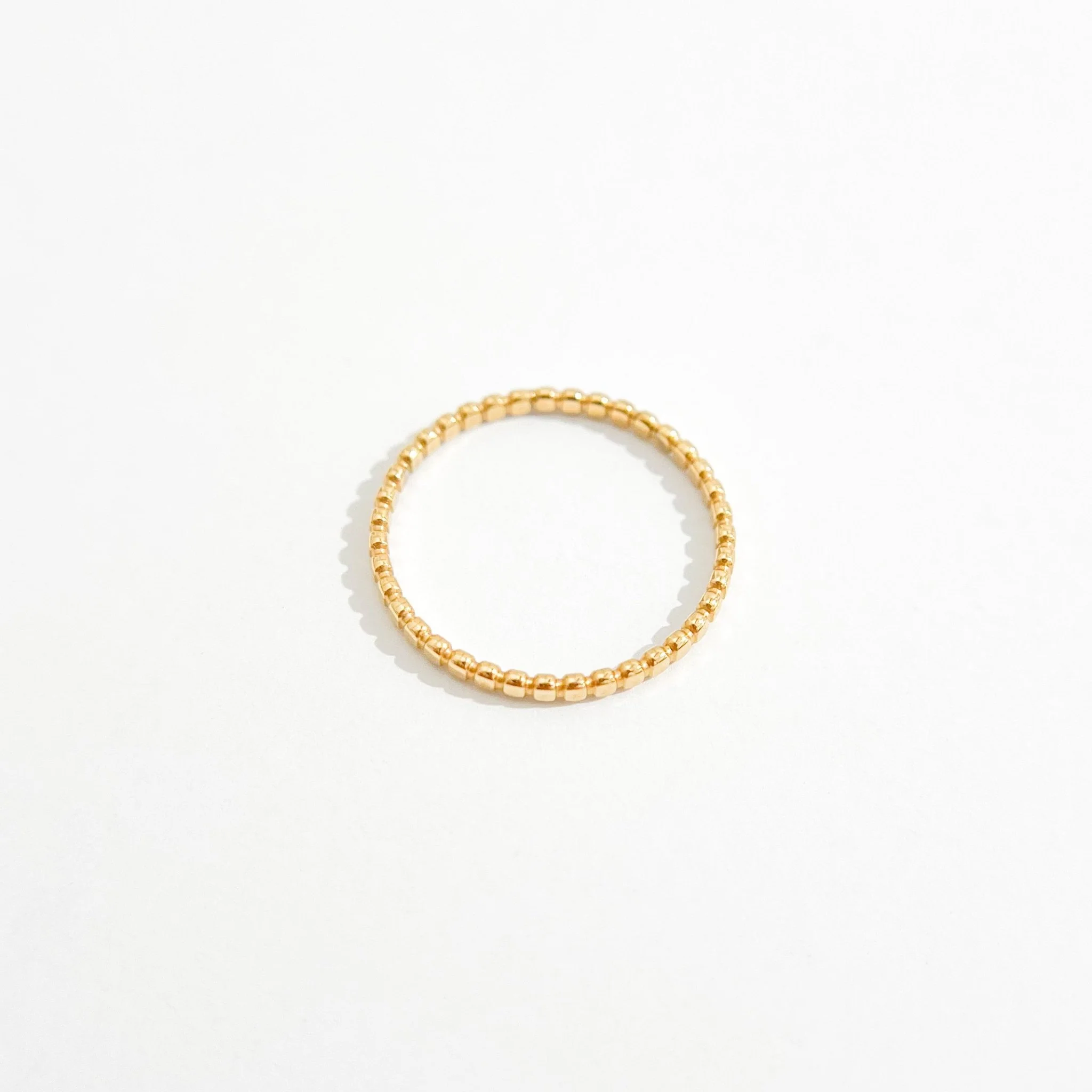 Thin Beaded Band Gold Ring - Image 6