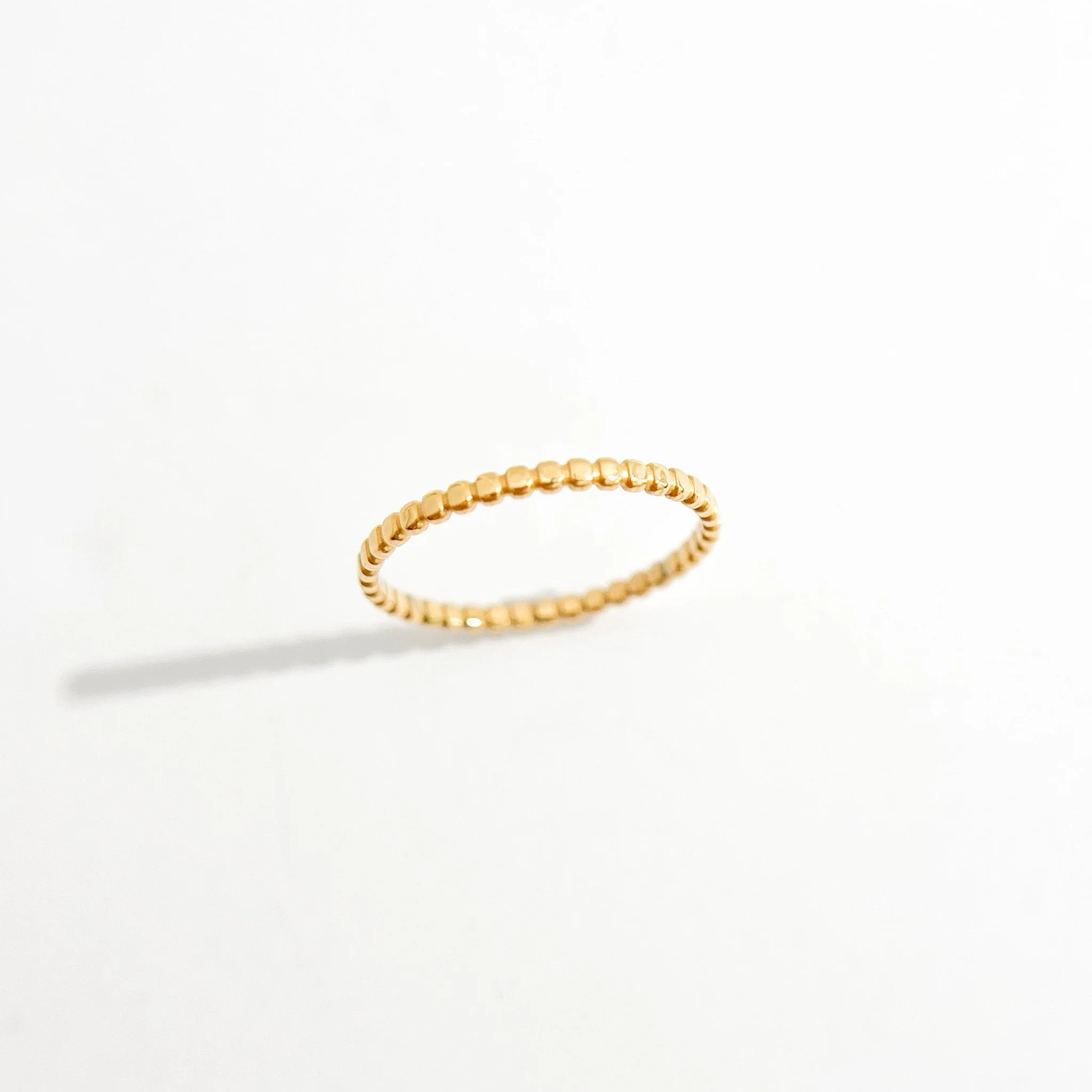 Thin Beaded Band Gold Ring - Image 7