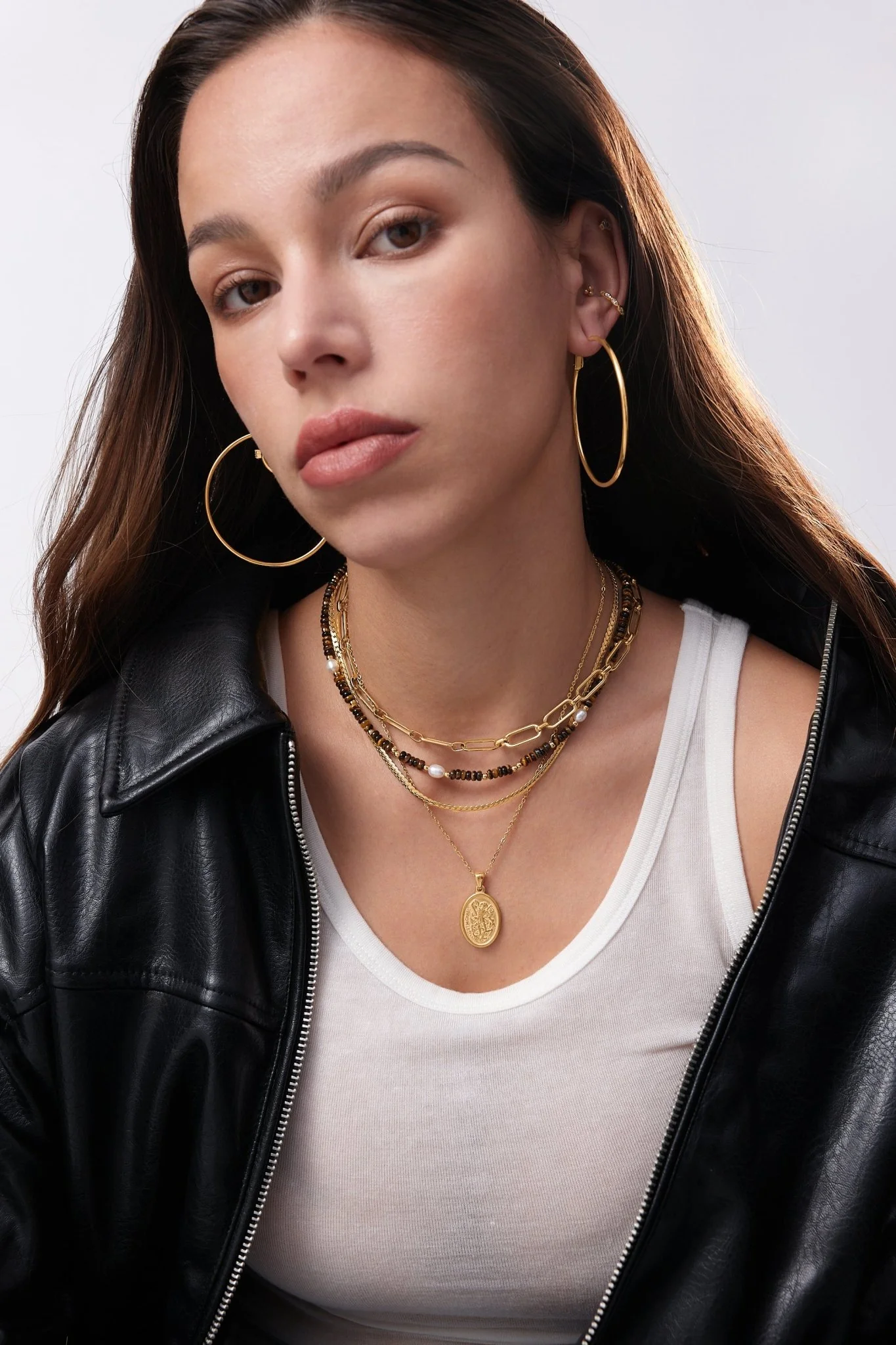 Tiger Eye Beads + Pearls Necklace - Image 4