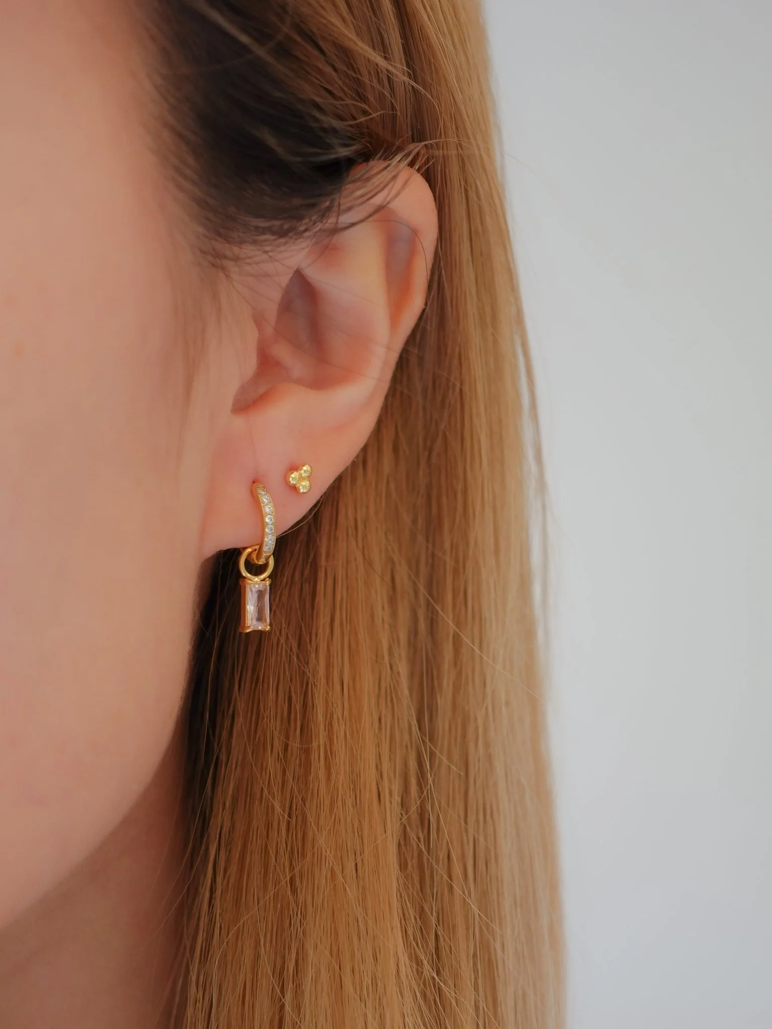 Triangle Bead Sterling Silver Threadless Flat Back Stud - Image 4