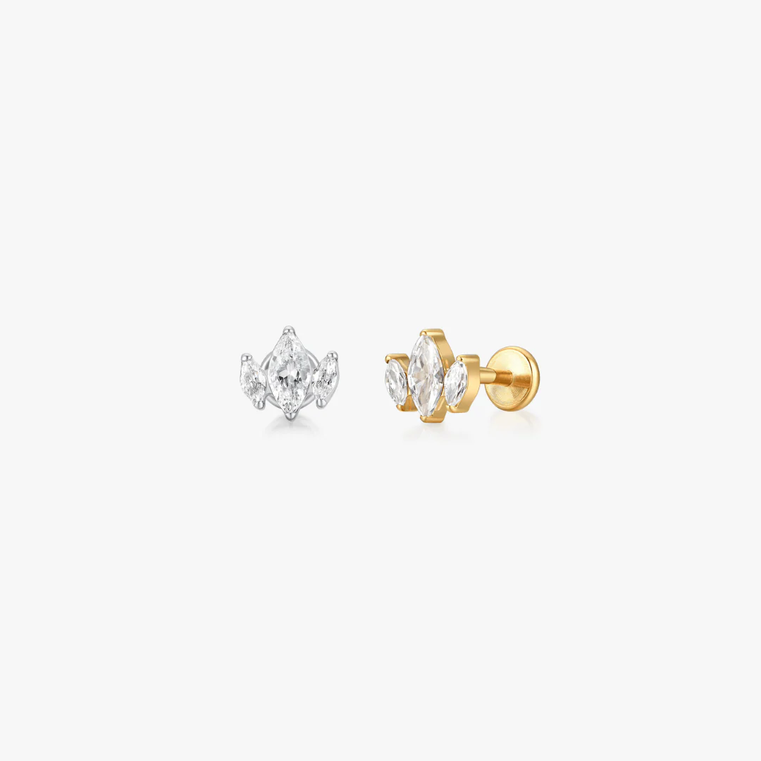 Trio Marquise Titanium Flat Back Stud (Single)