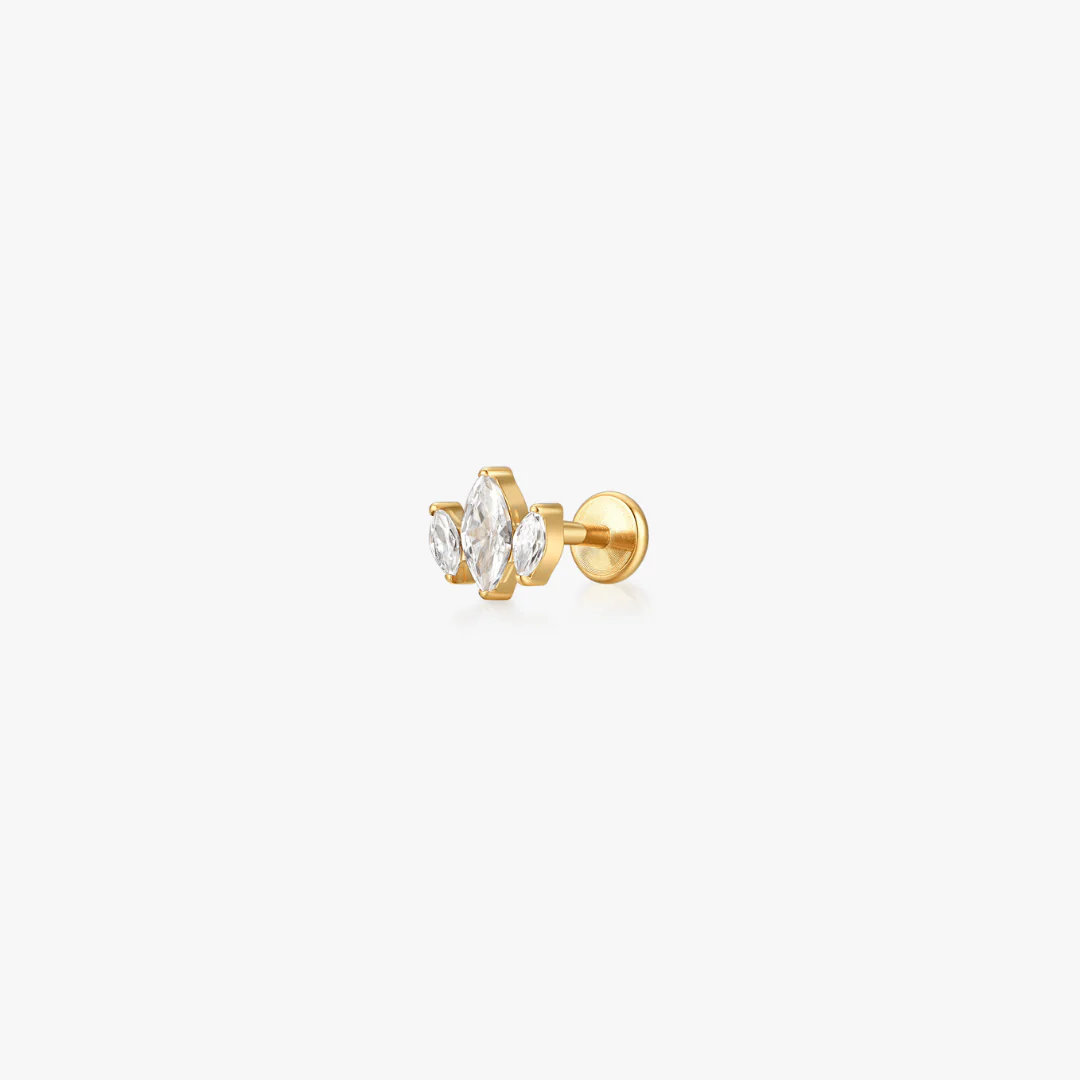 Trio Marquise Titanium Flat Back Stud (Single) - Image 5
