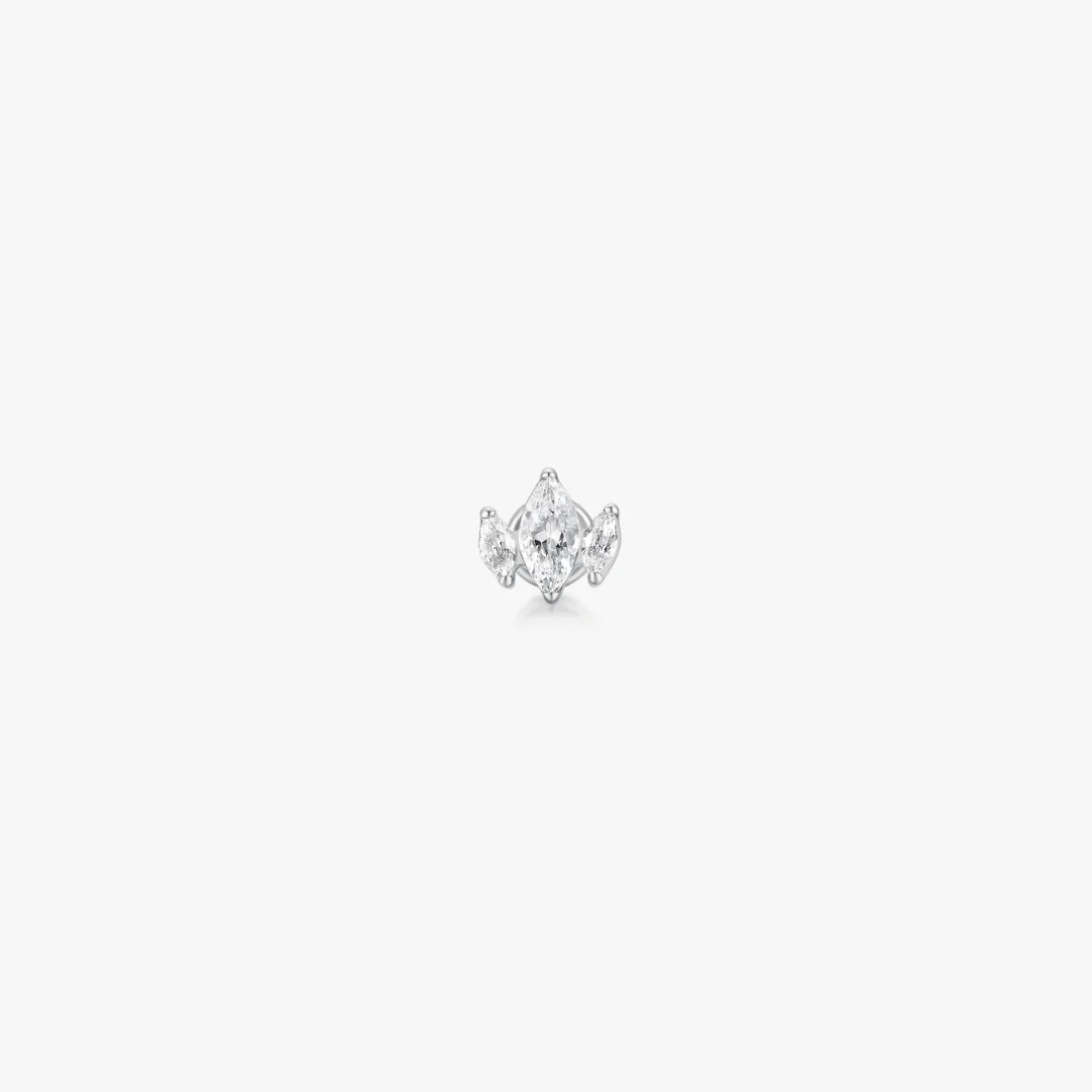 Trio Marquise Titanium Flat Back Stud (Single) - Image 6