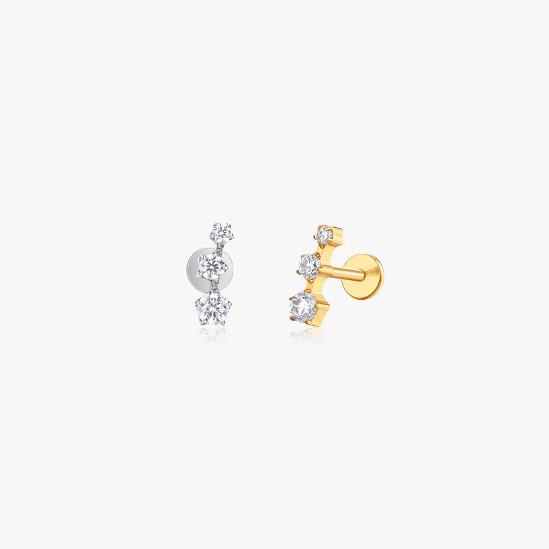 Trio Star Titanium Flat Back Stud (Single)