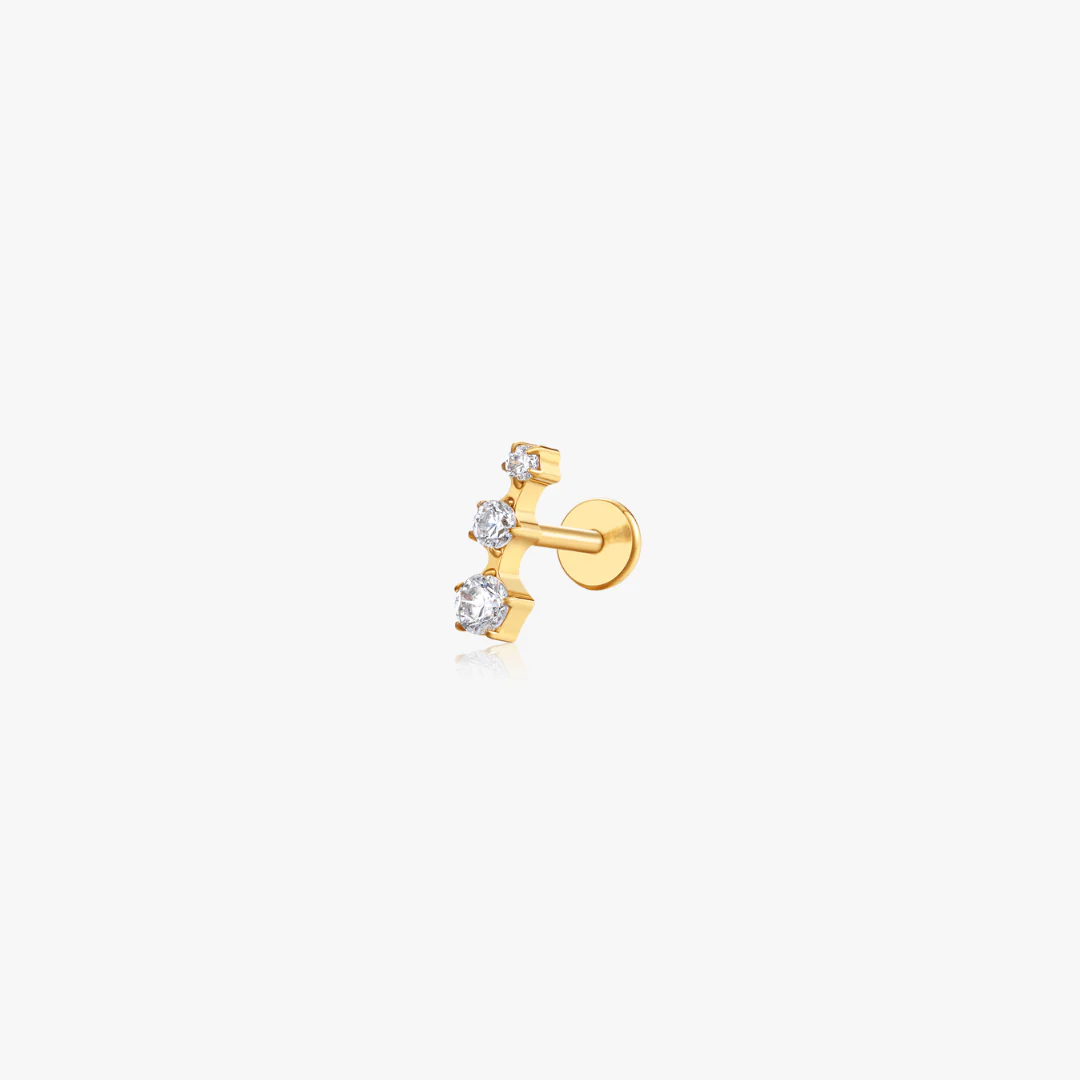 Trio Star Titanium Flat Back Stud (Single) - Image 7