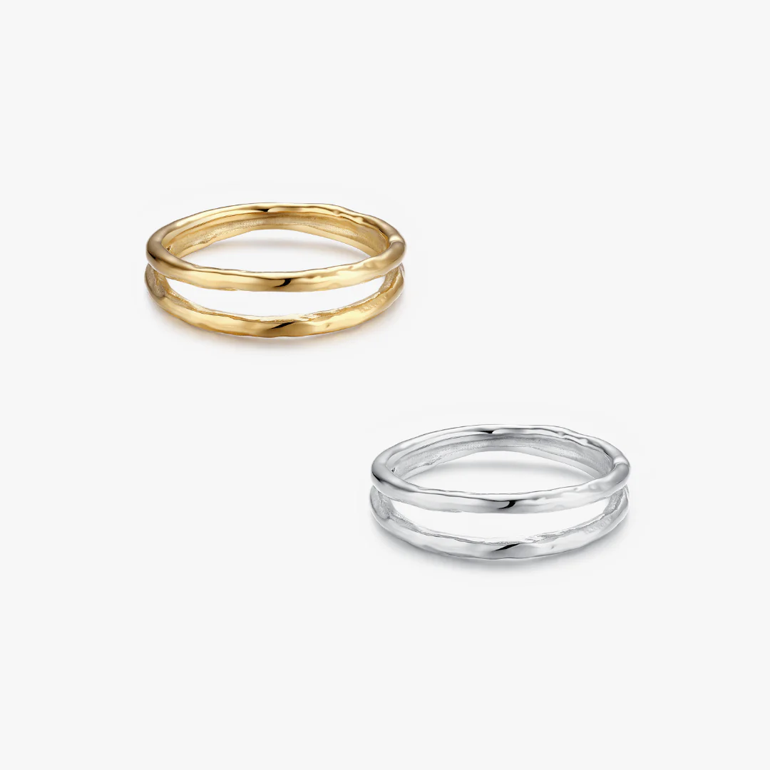 Two Layered Thin Band Ring