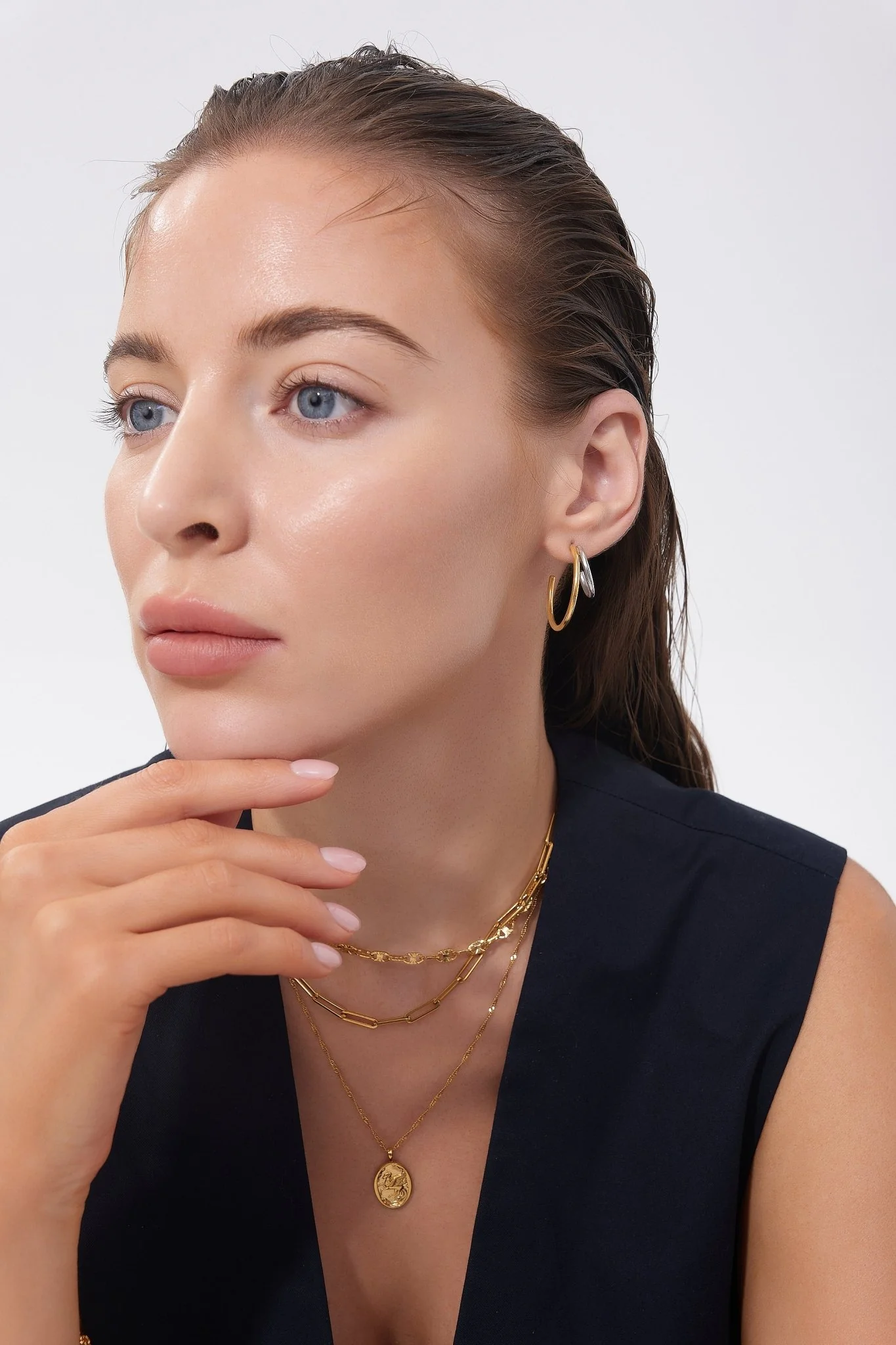 Two Tone Big Hoops (Greek Inspired Collection) - Image 2