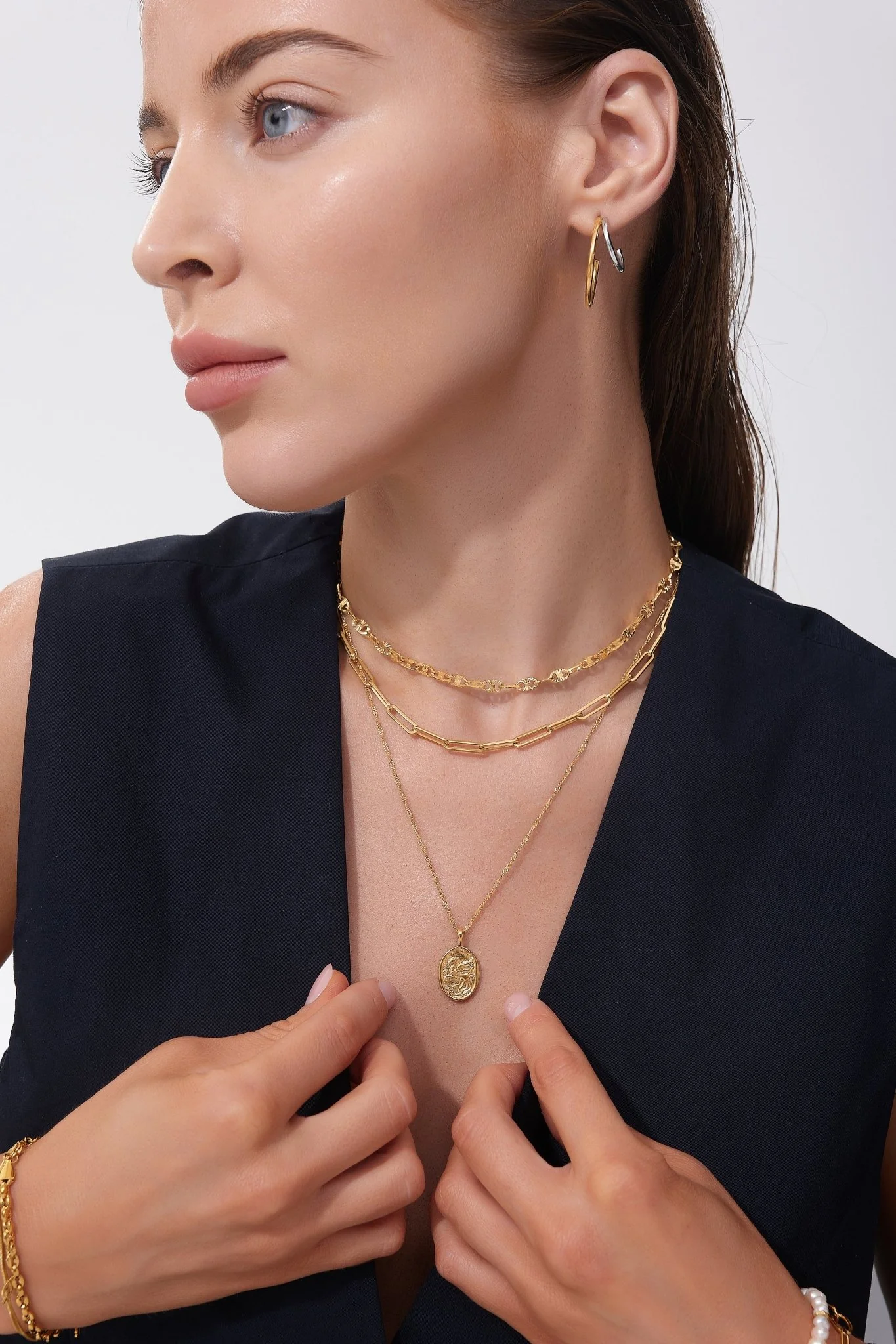 Two Tone Big Hoops (Greek Inspired Collection) - Image 3