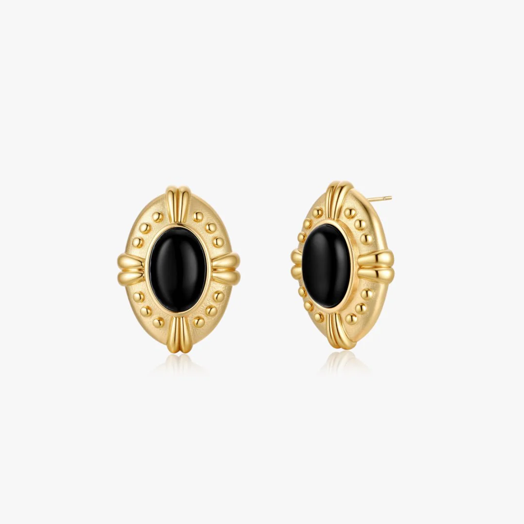 Vintage Inspired Black Agate Earrings - Image 7