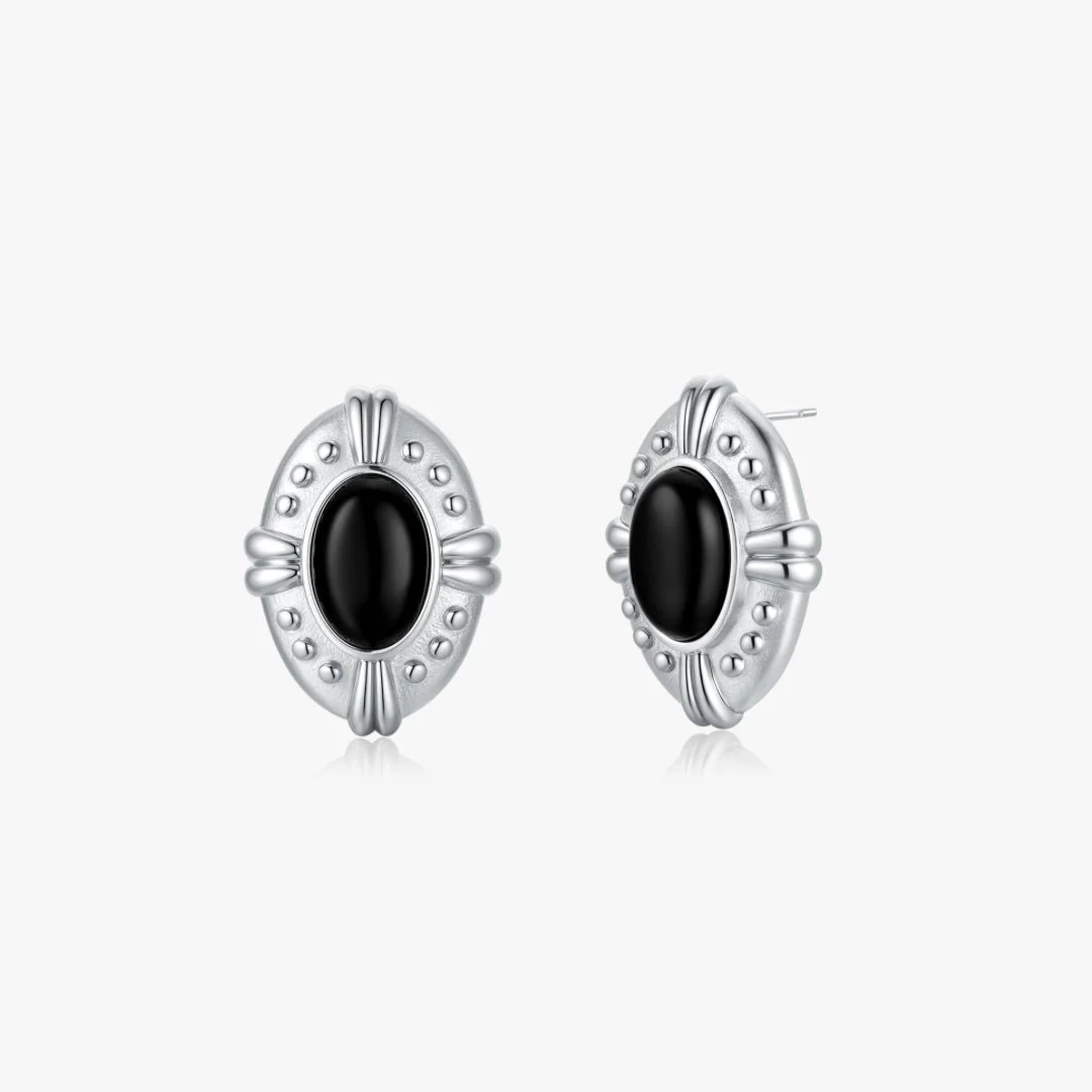 Vintage Inspired Black Agate Earrings - Image 8